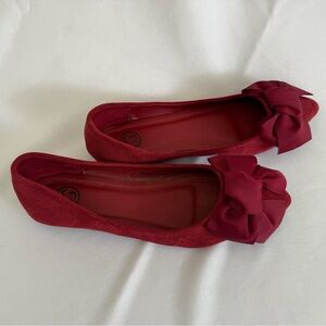 Elegant Red Women's Flats with Bow